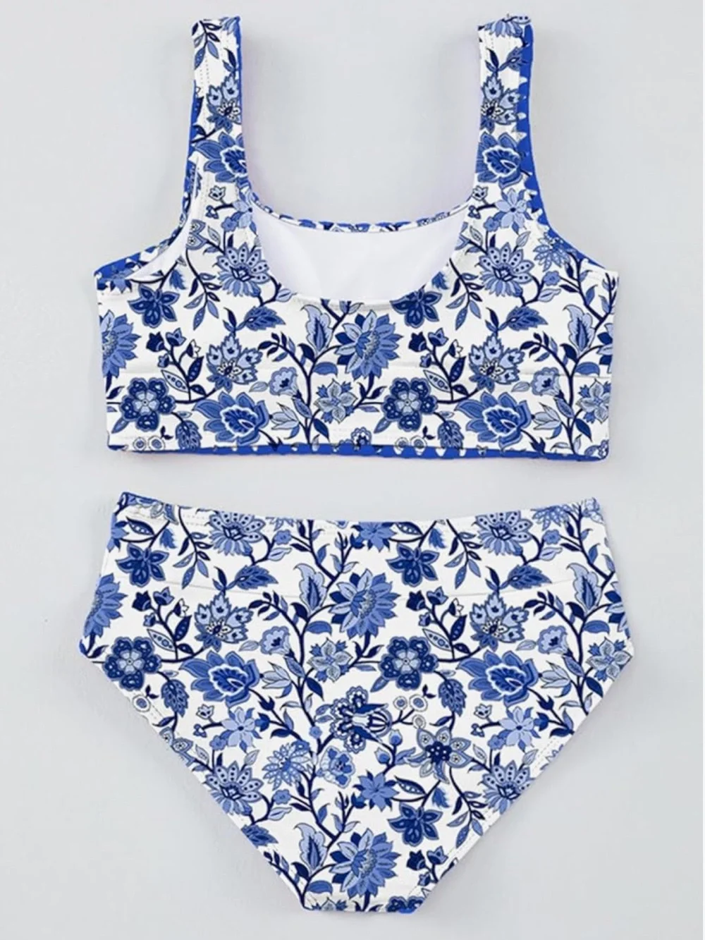 Teen Girls Swimsuit Two Piece Set with Chest Pad 8-9 Years NWT Blue